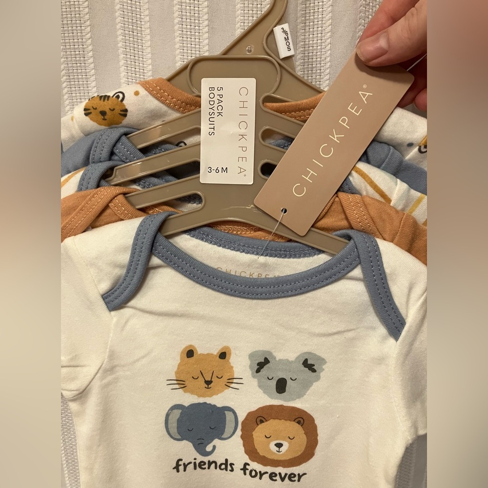Chick Pea Baby Bodysuits 5 pack animals and friends 3-6 month bundle lot - Picture 2 of 8